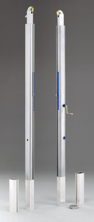 Impianto pallavolo monotubolare telescopico in alluminio a norma F.I.V.B. - 
