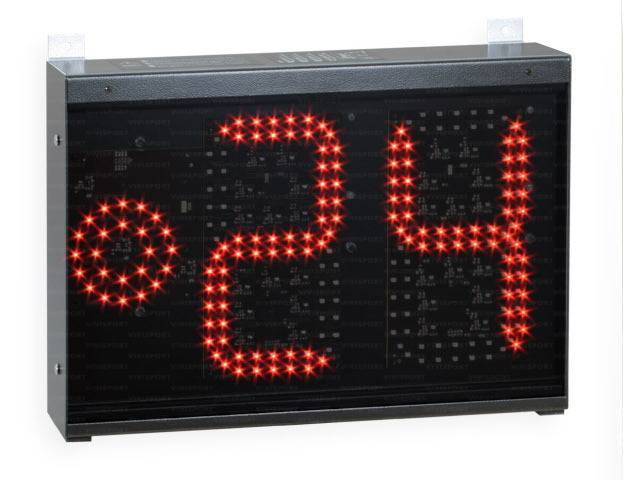 Tabellone indicatore di 24 secondi con la visualizzazione del timer (con cifre da 0 a 99 alte 20 cm.) e della luce rossa (diam. 8 cm.)