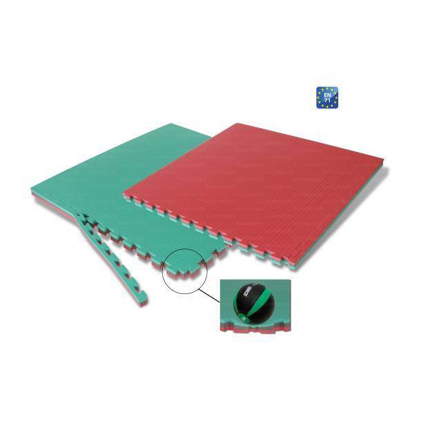 Tappeto ad incastro cm. 100x100x4, bicolore rosso e verde