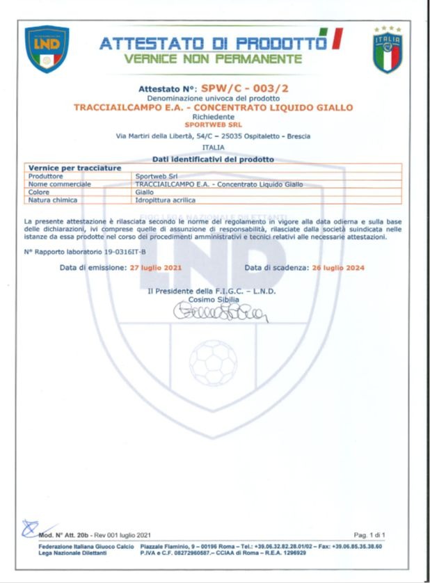 14 CONFEZIONI TRACCIAILCAMPO E.A. Concentrato Liquido GIALLO� VERNICE NON PERMANENTE lt. 2 (SportWeb)