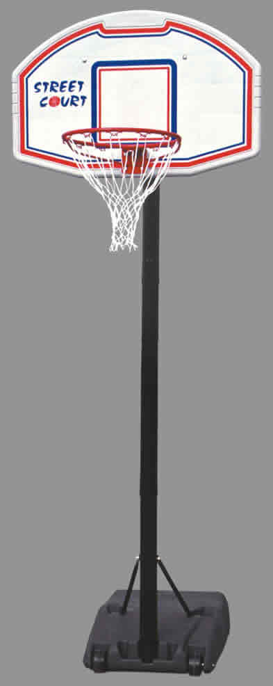 Mezzo impianto basket/minibasket con zavorra riempibile, altezza reg. manualmente mod. Chicago.