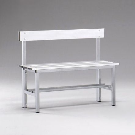 Panca in ALLUMINIO sez. 30x30 mm. doghe in alluminio anodizzato, 1 mt. con seduta e schienale.