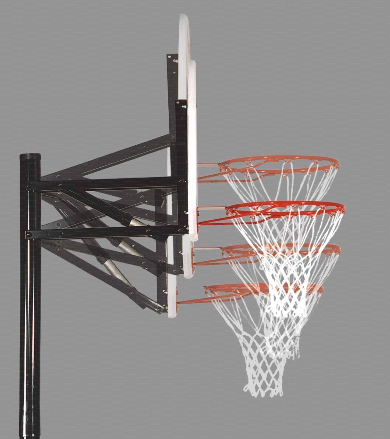 Mezzo impianto basket/minibasket con zavorra riempibile nuovo sistema a scatto per posizionamento altezza tabellone mod. Los Angeles.